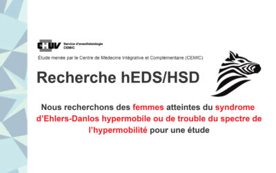 Syndrome d’Ehlers-Danlos hypermobile : participez à la recherche !