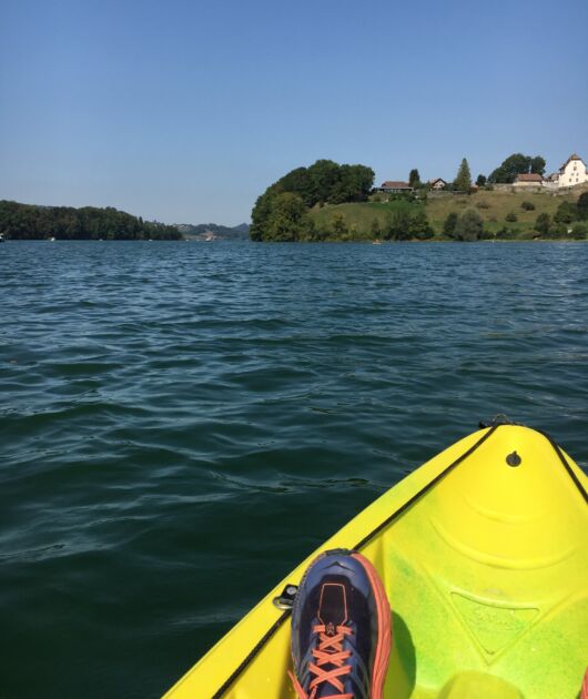 Entrainement canoë, nous avons parcouru 10km sur le joli Lac de Gruyère.